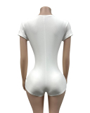 Women Solid Tight Deep V Neck Slim Mini Rompers S-XL