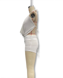 Women Sexy Backless Solid Color Two-piece Shorts Set S-L