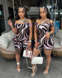 Women One Shoulder Slim Sexy Printed Romper S-L