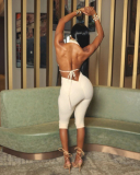 Women Backless Deep V Neck Jumpsuit S-L