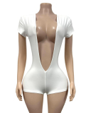 Women Solid Tight Deep V Neck Slim Mini Rompers S-XL