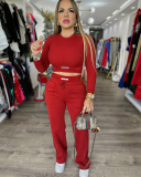 Long Sleeve Sporty Casual Two Piece Pant Set S-XXL