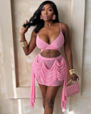 Mesh Pink Women Wholesale Lovely Dress S-L