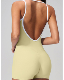 OEM Printed Logo Square Neck Women Yoga Jumpsuit S-XL