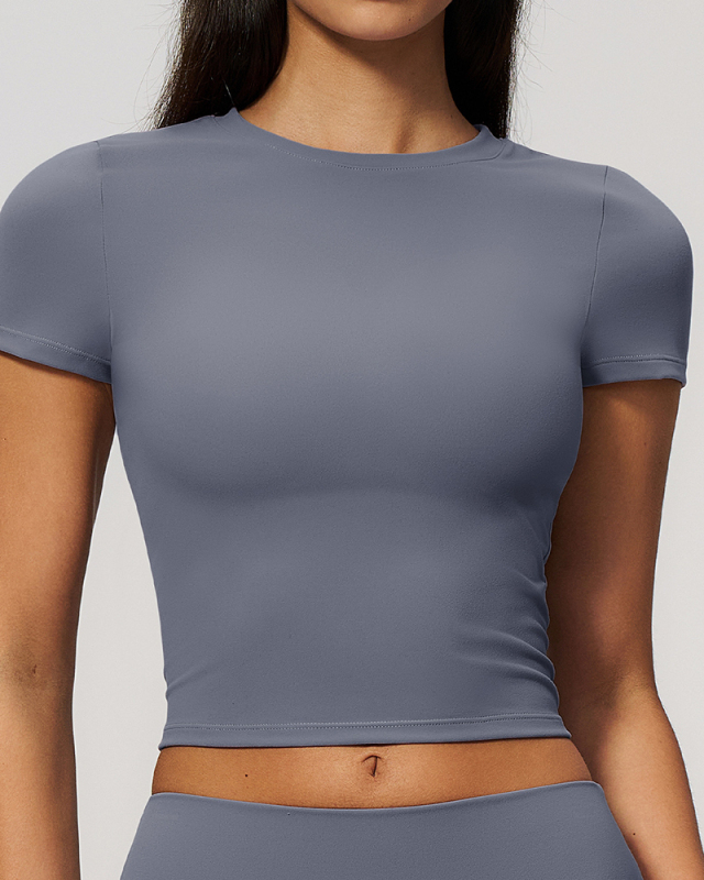 OEM Printed Logo Breathable Women Yoga T Shirt S-XL