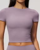 OEM Printed Logo Breathable Women Yoga T Shirt S-XL