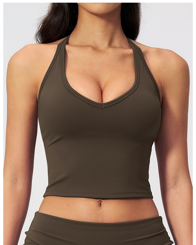 OEM Printed Logo V-neck Women Yoga Sport Bra S-XL