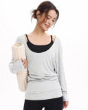 Bat Long Sleeve U neck Women Yoga T Shirt S-XL