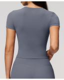OEM Printed Logo Breathable Women Yoga T Shirt S-XL