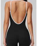 OEM Printed Logo Square Neck Women Yoga Jumpsuit S-XL