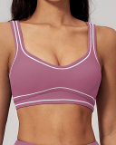 Women Contrast Color Sanded High-End U-Shaped Beautiful Back Sports Bra Running Fitness Yoga Bra S-XL