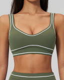 Women Contrast Color Sanded High-End U-Shaped Beautiful Back Sports Bra Running Fitness Yoga Bra S-XL