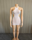 Open Back Sleeveless See Through Short Dress One size