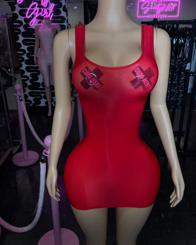 Sleeveless Women See Through Short Dress One size