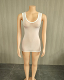 Sleeveless Women See Through Short Dress One size