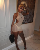 Open Back Sleeveless See Through Short Dress One size