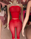 Whoesale Elastic Sexy See Through Two Piece Short Set one size