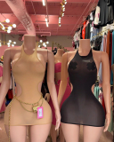 Open Back Sleeveless See Through Short Dress One size