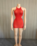 Open Back Sleeveless See Through Short Dress One size