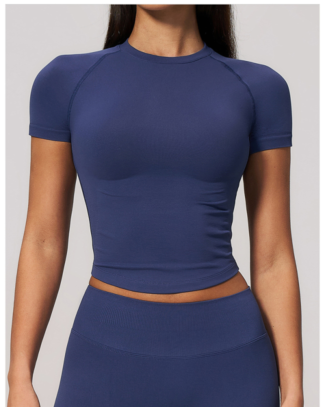 OEM Logo Printed Short Sleeve Yoga T Shirt S-XL