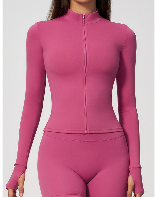 OEM Logo Printed Wholesale Long Sleeve Yoga Coat S-XL