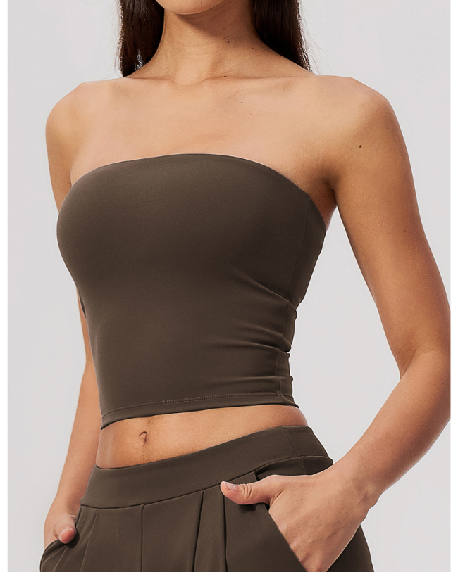 OEM Logo Printed Strapless Women Yoga Sporty Vest S-XL