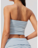 OEM Logo Printed Stripe Yoga Strapless Vest S-XL