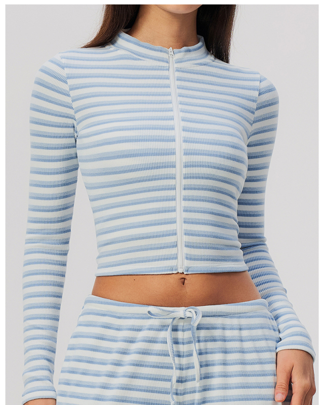 OEM Logo Printed Stripe Yoga Jacket S-XL