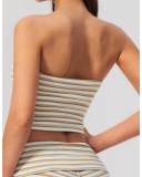 OEM Logo Printed Stripe Yoga Strapless Vest S-XL