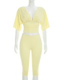 Deep V-neck Wholesale Summer Two Piece Set S-XL