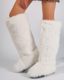 Y2K Style Women Winter Fur Boots Knee Boots