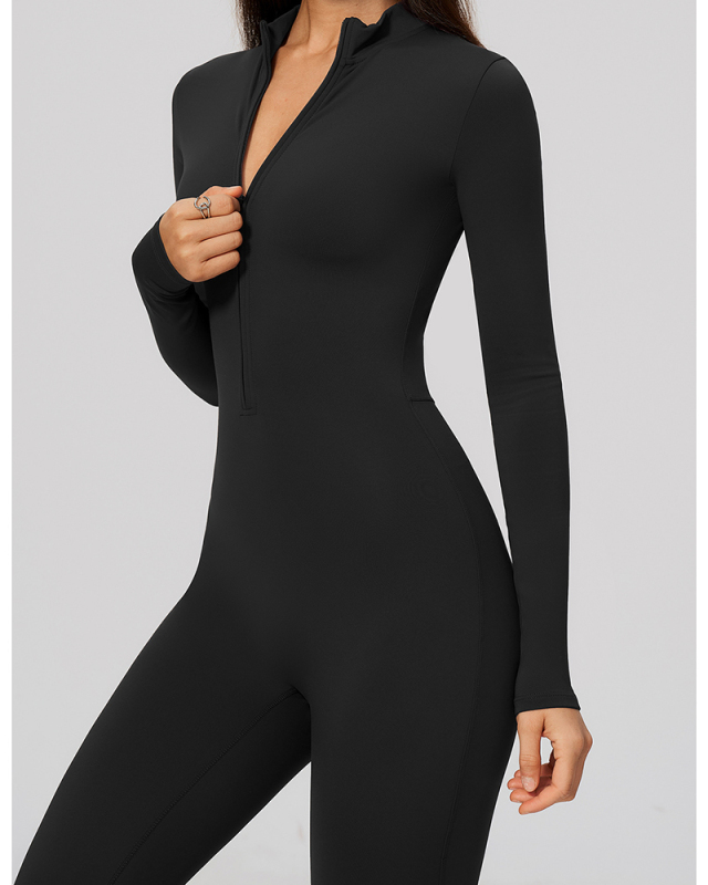 OEM Logo Printed Long Sleeve Winter Women Yoga Jumpsuit S-XL
