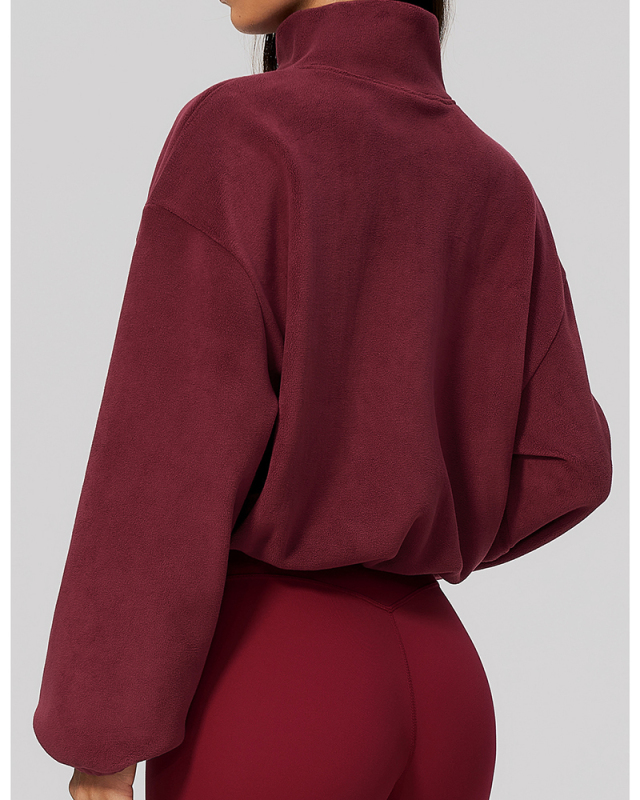 OEM Logo Winter Long Sleeve Warm Short Yoga Jacket S-XL