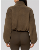 OEM Logo Winter Long Sleeve Warm Short Yoga Jacket S-XL