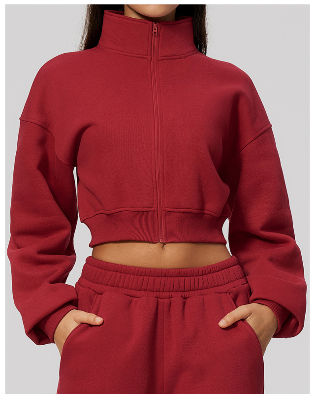 OEM Logo Winter Long Sleeve Short Sport Yoga Jacket S-XL
