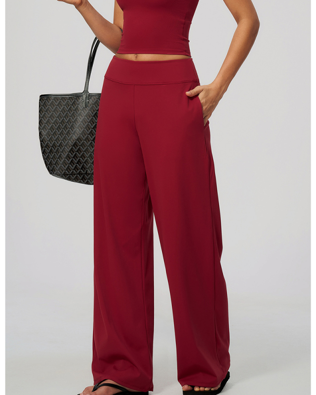 OEM Logo Printed Low Waist Wide Leg Women Sporty Yoga Pants S-XL