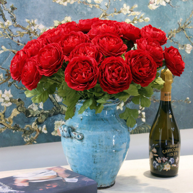 10pcs Chinese Peony Decorative Flowers False Blossom Artificial Flowers the Simulation Decor Home Big Blooms