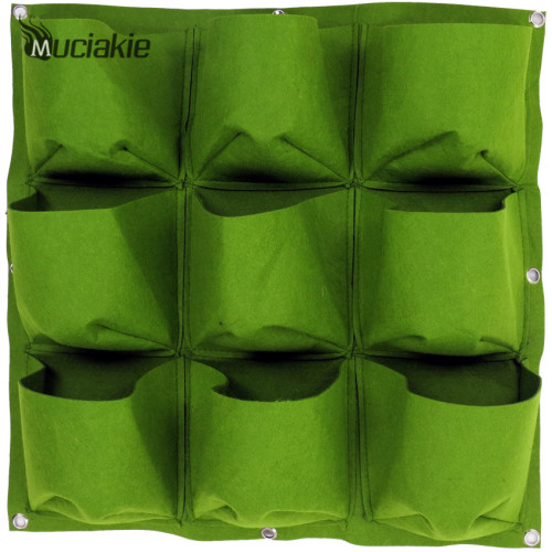 50*50cm 9 Pockets Vertical Grow Bags with Round Bottom Garden Planter Wall-mounted Planting Flowers Planting Bags