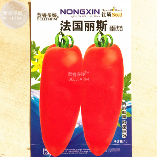 BELLFARM Tomato France Long Pinkish Red Fruit Vegetable Seeds, 150 Seeds, original pack, indeterminate tasty fresh tomato