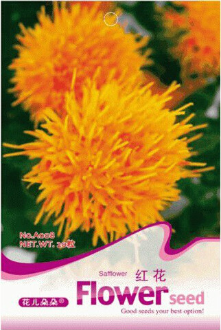 1 Original Pack, 40 seeds / pack, Safflower Carthamus Chinese Herbs Red Flower Seeds #A008