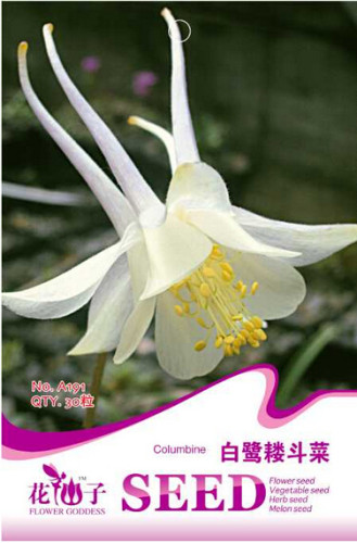 Perennial White Columbine Seeds, Original Pack, 50 Seeds / Pack, Outndoor Hummingbirds Butterflies Flower Seed #A191