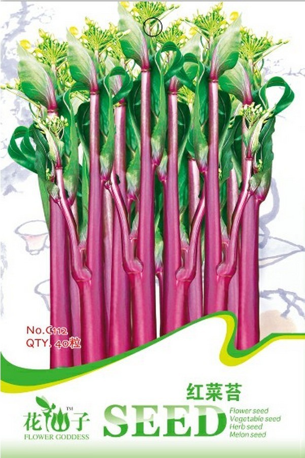 40 Seeds Red Chinese Cabbage Seeds Sauteed Chinese Kale Vegetables Organic Seeds