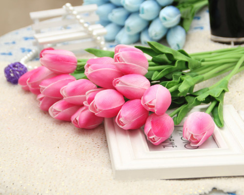 BELLFARM 10 pcs PU Tulip Decorative Flowers False Blossom Artificial Flowers the Simulation Flowers Design Wedding Decor AF001G