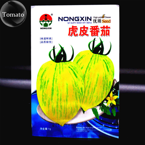 Heirloom 'Tiger Colorful' L Tomato F2 Seeds, Original Pack, 150 Seeds / Pack, Yellow Skin Green Stripe Rare Tomato Fruit Tasty