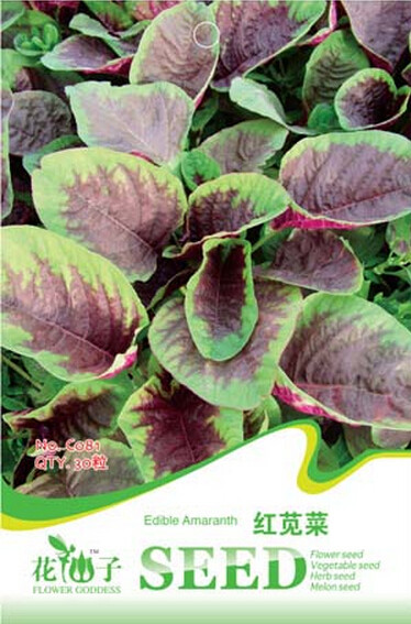 Edible Amaranth Red Green Vegetable Seeds, Original Pack, 30 Seeds / Pack, Organic Delicious Chinese Leafy Spinach #C081