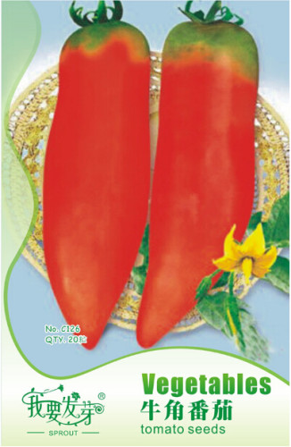 Rare Heirloom 'OX Horn' Long Red Green Tomato Organic Seeds, Original Pack, 20 Seeds / Pack, Tasty Juicy Fruit E3062