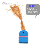 100PCS 35x25MM Plastic PVC Garden Markers Plants Tags with Rope Ties Line Seedlings Hanging Labels Rose Geranium Sign