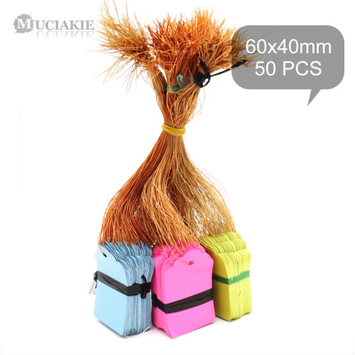 50PCS 60x40mm Durable New Plastic Garden Plants Tags Marker Vegetables Bonsai Markers Labels Strip Line Hanging Multicolor