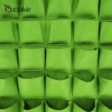 MUCIAKIE 100x100cm 36 Pockets Green Felt Vertical Planting Bag Wall Hanging Plant Pot Garden Grow Bags Planters Decorations