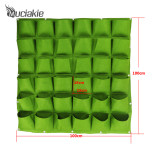 MUCIAKIE 100x100cm 36 Pockets Green Felt Vertical Planting Bag Wall Hanging Plant Pot Garden Grow Bags Planters Decorations